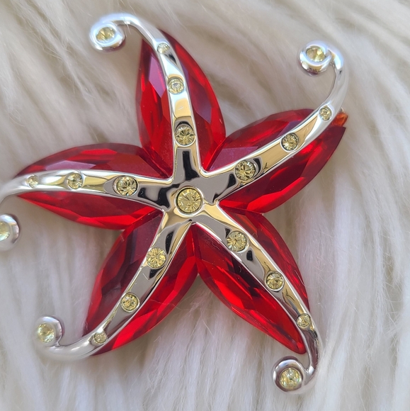 Swarovski Red Crystal Rhinestone Cremona Starfish Pin/Brooch- Good Condition